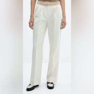 NWT ⚡️Mango⚡️ Pleated Trousers wth Turn-Up Waist